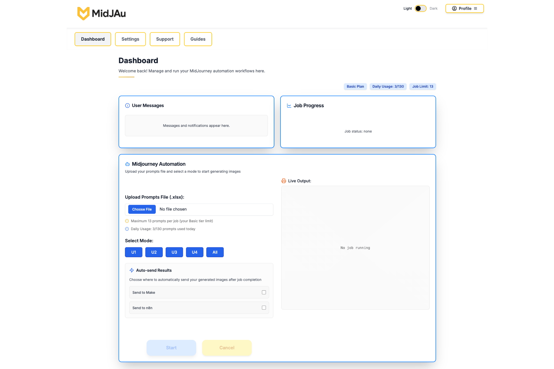 MidJAu Dashboard Screenshot 1
